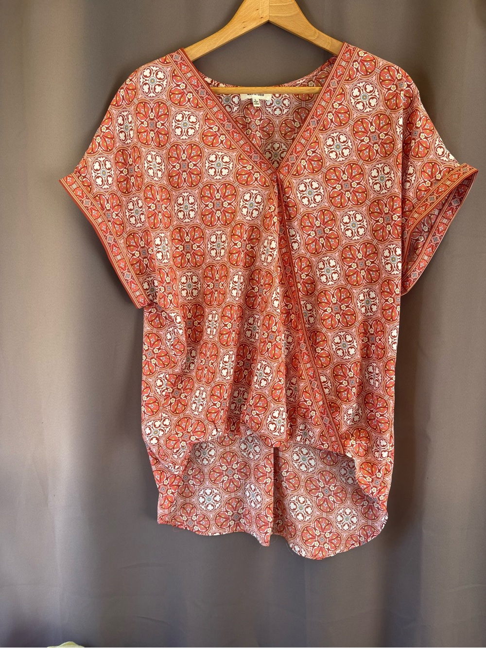 Max Studio Coral Patterned V-Neck Tunic